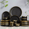 Gilt Rim Black Porcelain Dinner Set