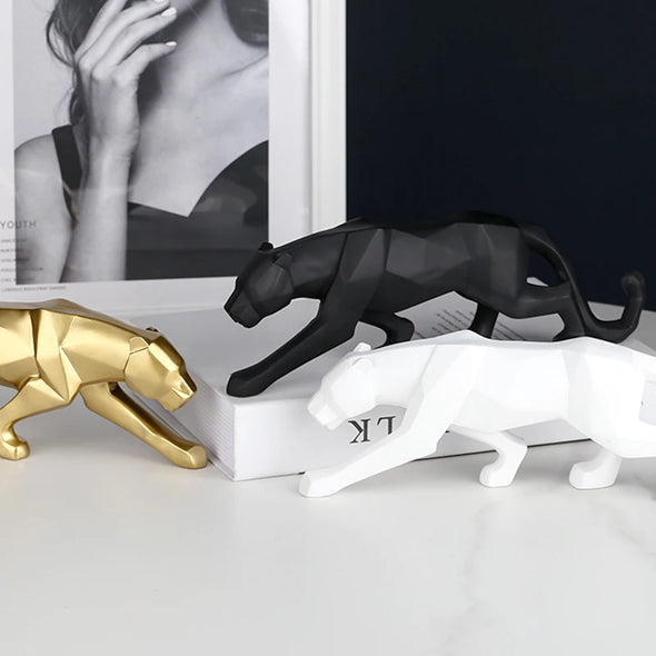 Modern Abstract Black Panther Sculpture