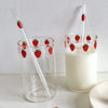 Strawberry Cute Glass With Straw